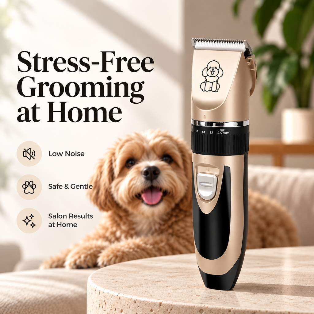 Mate & Hound QuietTrim™ Quiet Pet Grooming Clipper – quiet cordless dog clipper kit for at-home trims