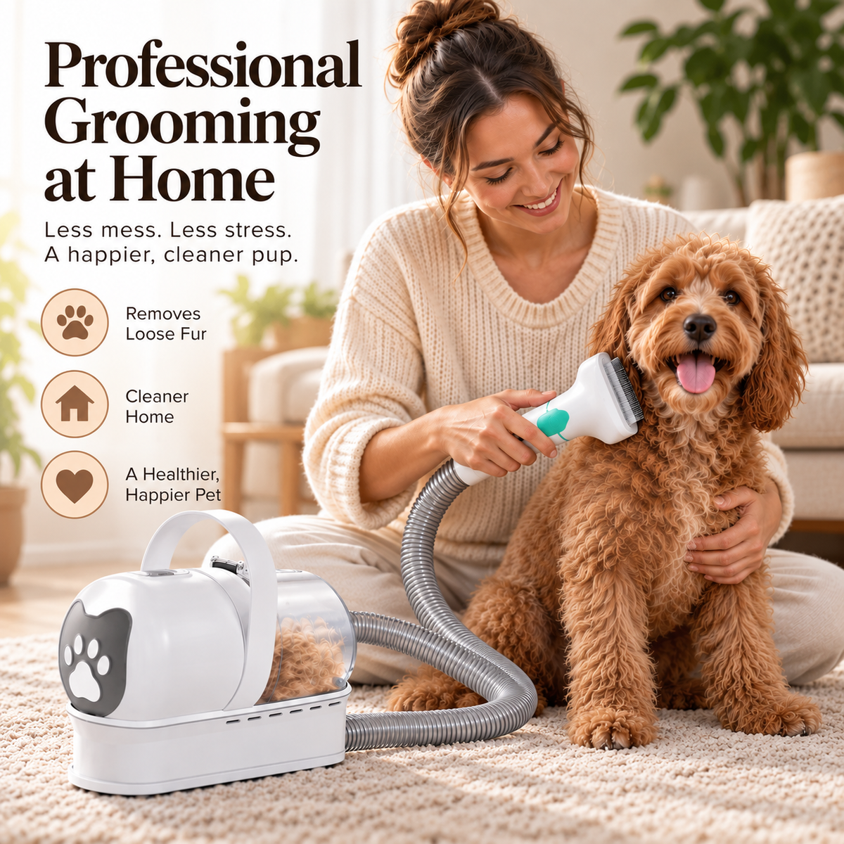 Mate & Hound FurMate™ 7-in-1 Pet Grooming Vacuum Kit – dog grooming vacuum kit with attachments that collects loose fur while you groom