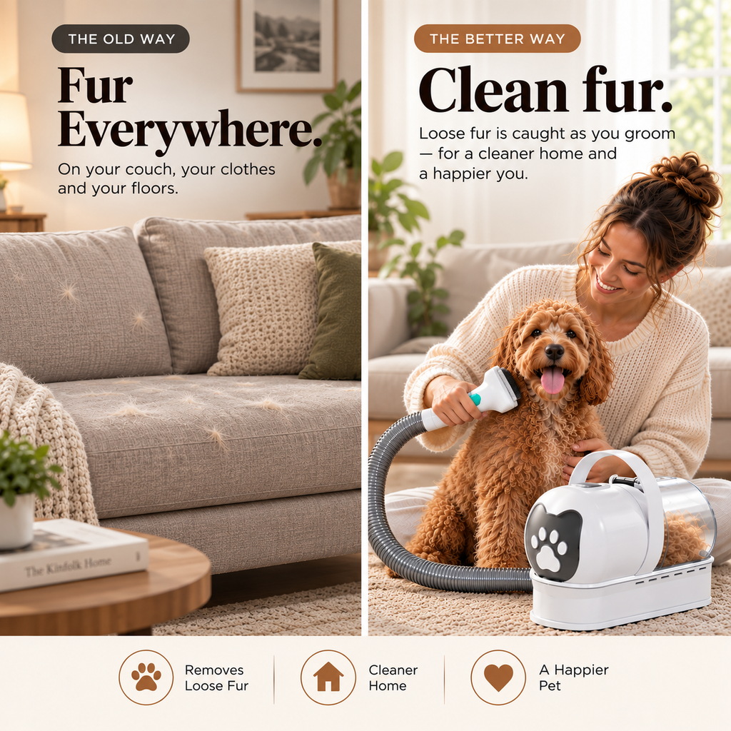 FurMate™ 7-in-1 Pet Grooming Vacuum Kit – dog grooming vacuum kit with attachments that collects loose fur while you groom, photo 2 of 8