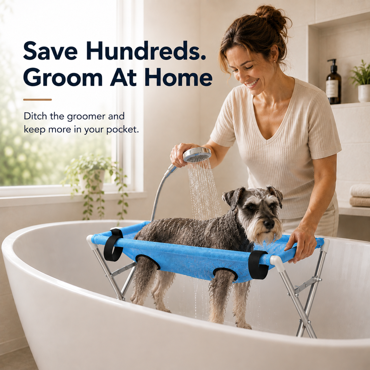 EasyWash™ Foldable Dog Bath Stand – foldable dog bath stand with supportive mesh hammock, photo 2 of 11