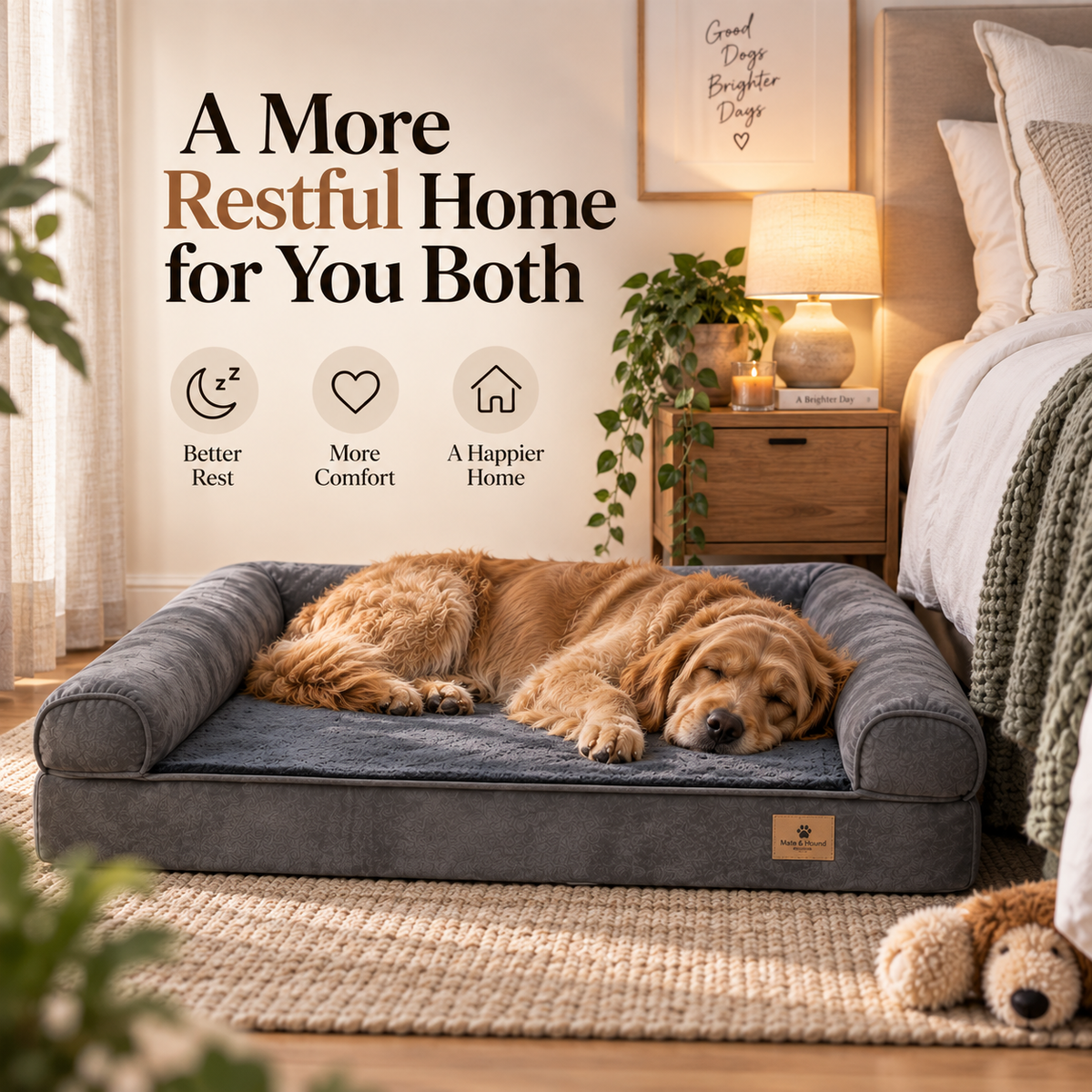CloudRest™ Orthopedic Dog Bed – plush memory foam dog bed with raised sofa-style sides, photo 3 of 9