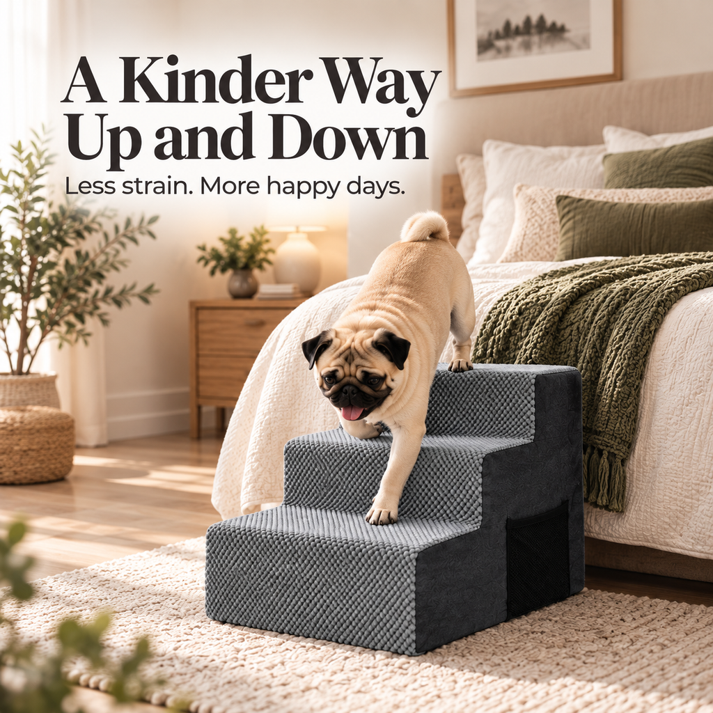 StepUp™ Foam Pet Stairs – 3-step foam dog stairs for reaching beds and couches, photo 3 of 8
