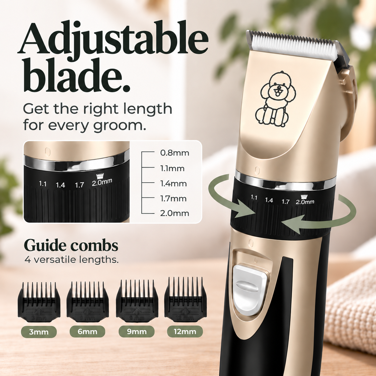 QuietTrim™ Quiet Pet Grooming Clipper – quiet cordless dog clipper kit for at-home trims, photo 4 of 6