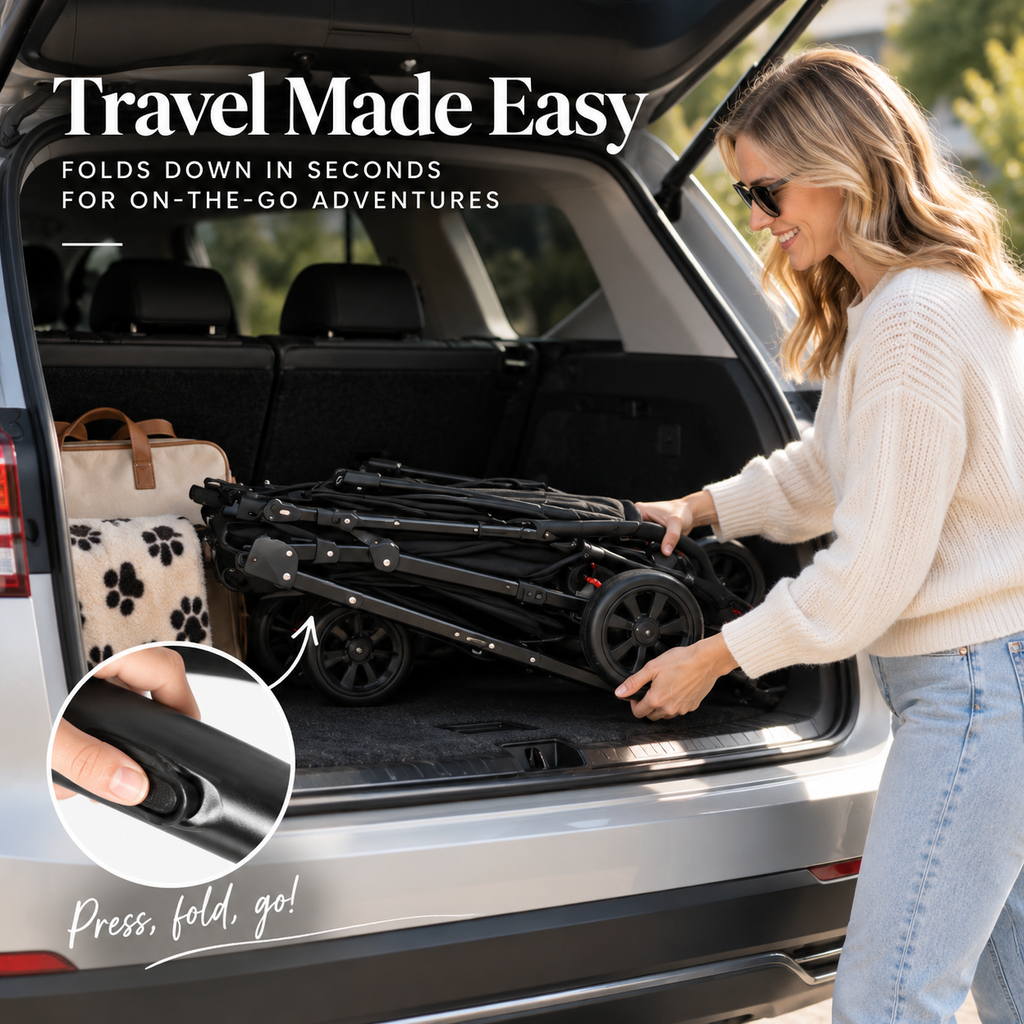 AdventureMate™ Foldable Dog Pram – foldable 3-in-1 dog pram for small dogs up to 20 kg, photo 4 of 9