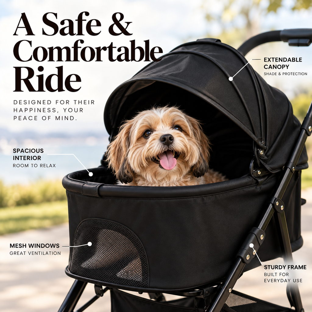 AdventureMate™ Foldable Dog Pram – foldable 3-in-1 dog pram for small dogs up to 20 kg, photo 5 of 9