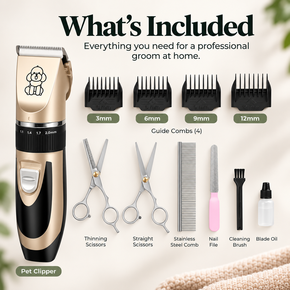QuietTrim™ Quiet Pet Grooming Clipper – quiet cordless dog clipper kit for at-home trims, photo 6 of 6