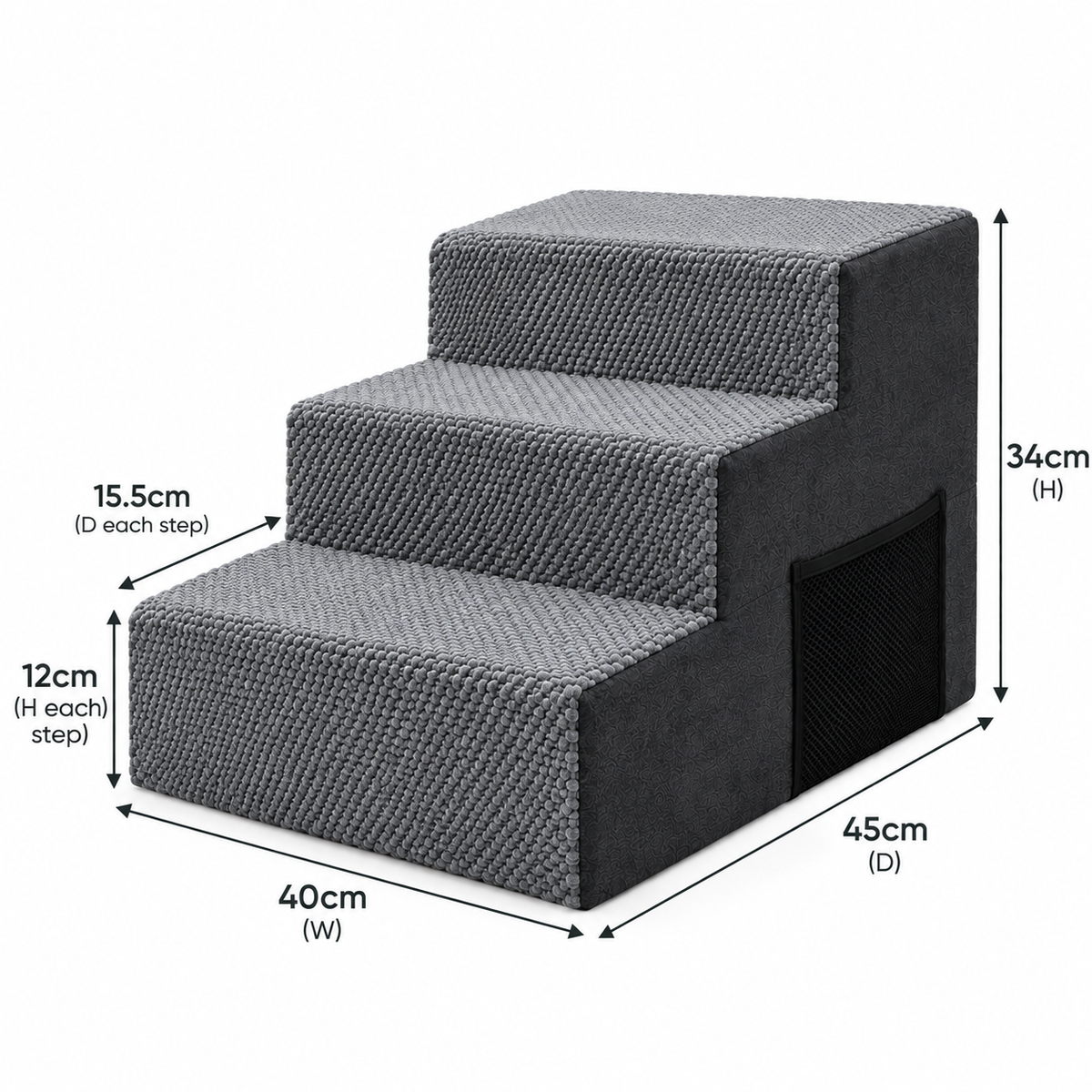 StepUp™ Foam Pet Stairs – 3-step foam dog stairs for reaching beds and couches, photo 7 of 8