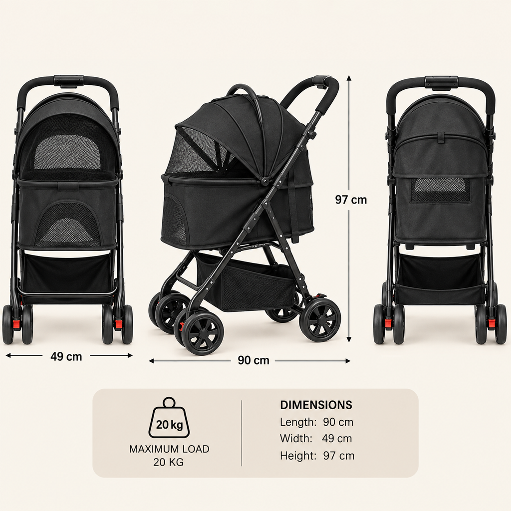 AdventureMate™ Foldable Dog Pram – foldable 3-in-1 dog pram for small dogs up to 20 kg, photo 8 of 9